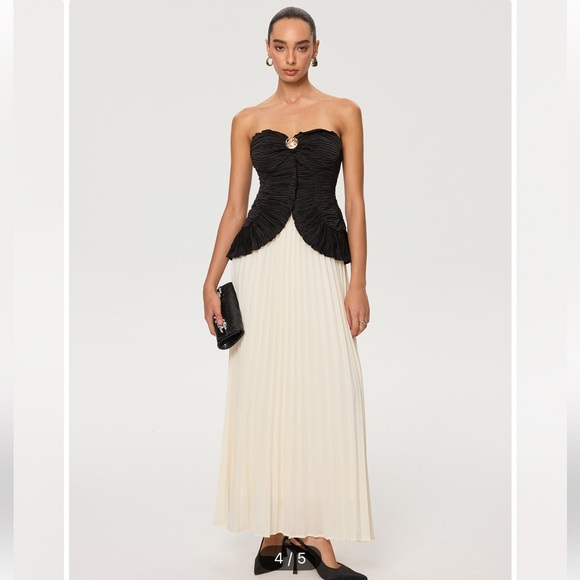 Color-Block Strapless Pleated Chiffon Maxi Dress - Picture 4 of 5